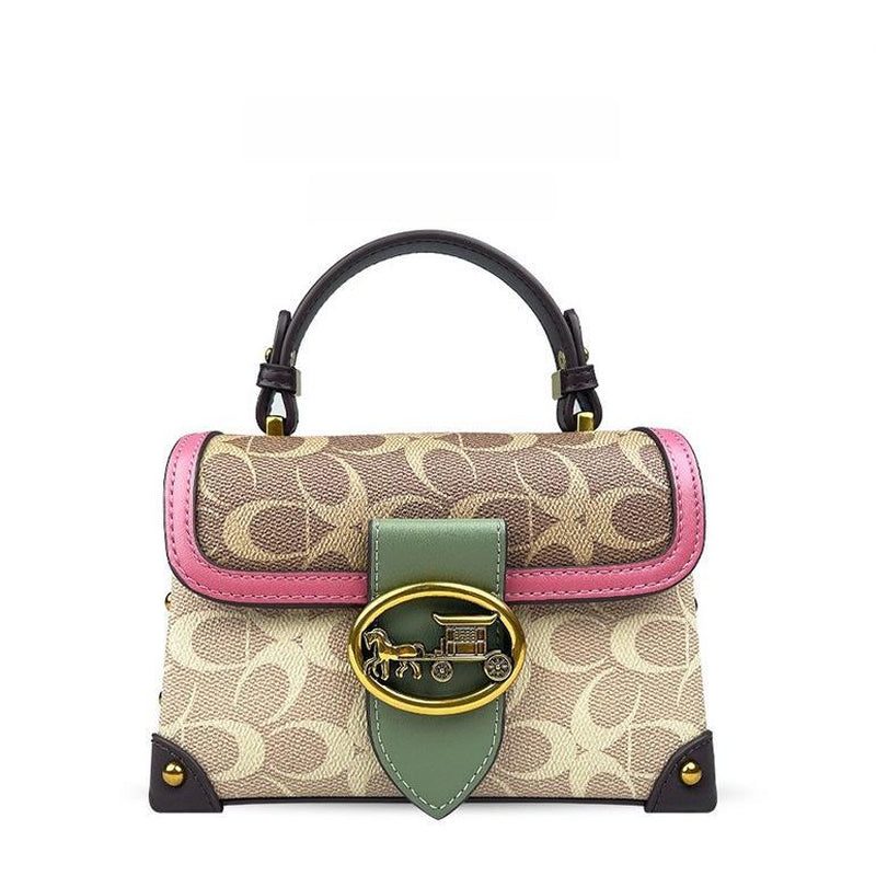 Chic Minimalist Crossbody Handbag for Women - Stylish Contrast Color Leather Box Bag