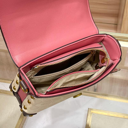 Chic Minimalist Crossbody Handbag for Women - Stylish Contrast Color Leather Box Bag