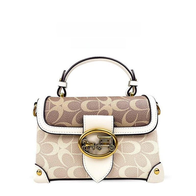 Chic Minimalist Crossbody Handbag for Women - Stylish Contrast Color Leather Box Bag