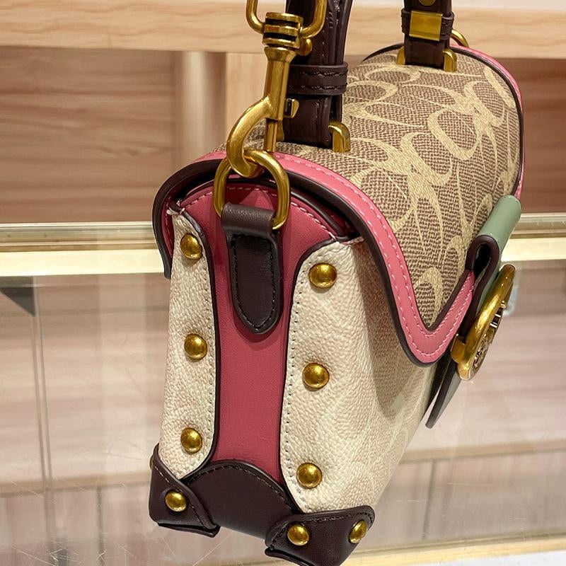 Chic Minimalist Crossbody Handbag for Women - Stylish Contrast Color Leather Box Bag